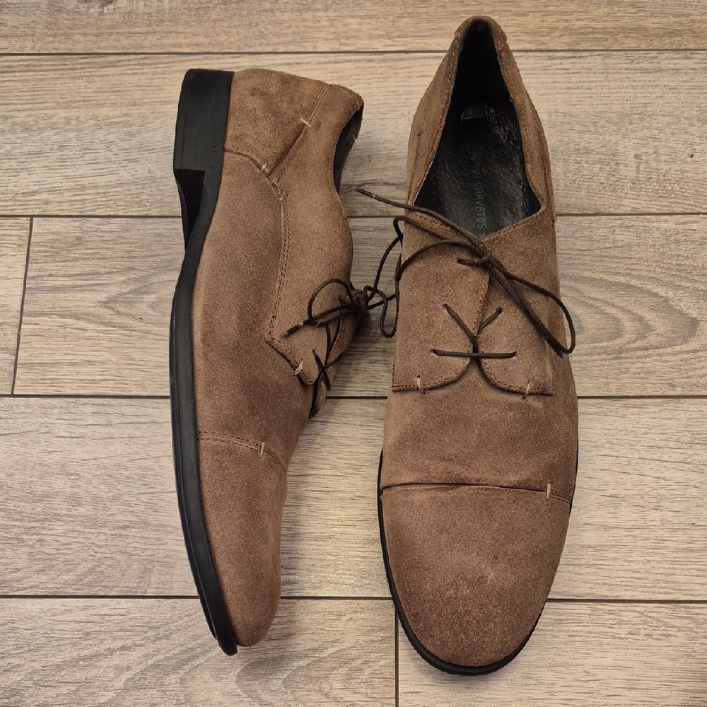 JOHN VARVATOS Tan‎ Beige Leather Sz 12 M Lace Up Oxford Derby Dress Shoes